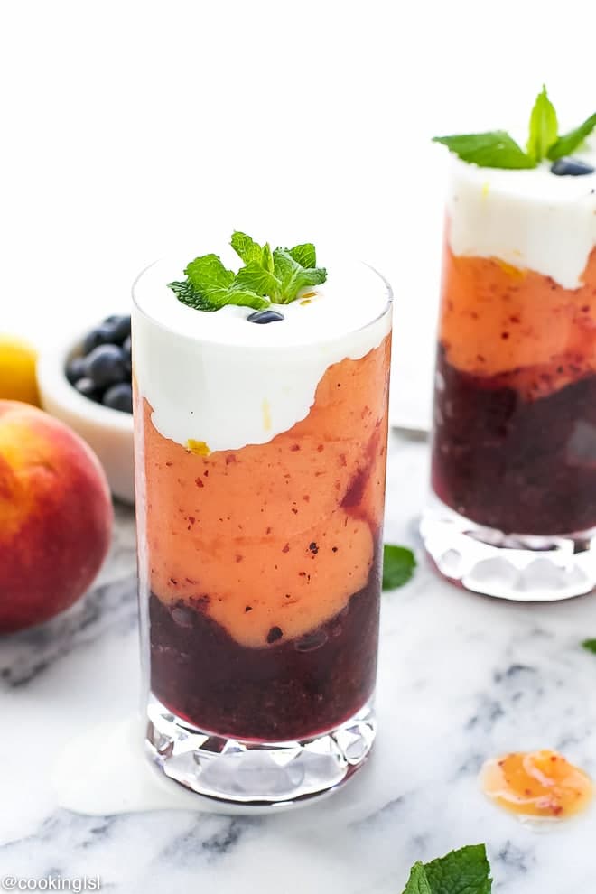 Blueberry Peach Layered Slushie Recipe