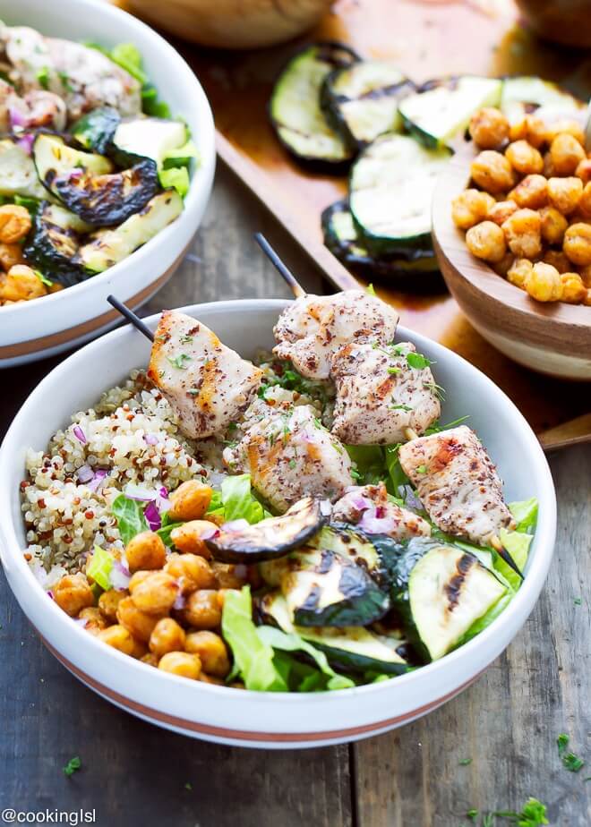 SUMAC CHICKEN KABOBS QUINOA BOWLS RECIPE