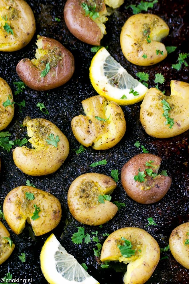 GARLIC PARSLEY SMASHED SMALL NEW POTATOES RECIPE