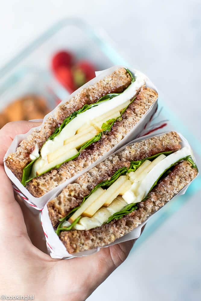 Apple Spinach Goat Cheese Sandwich - Packed Lunch