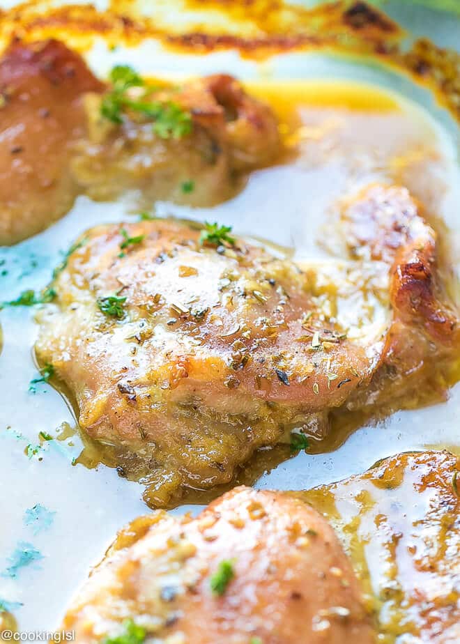 Easy Oven Baked Honey Mustard Chicken Thighs Recipe