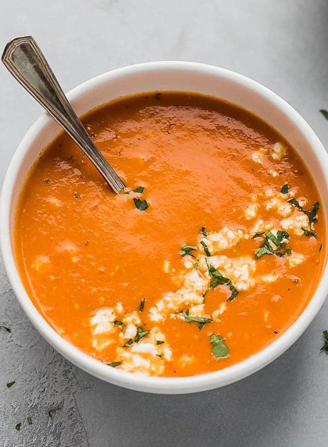Easy Tomato Feta Soup Recipe - Low Calorie, Low Carb, Keto