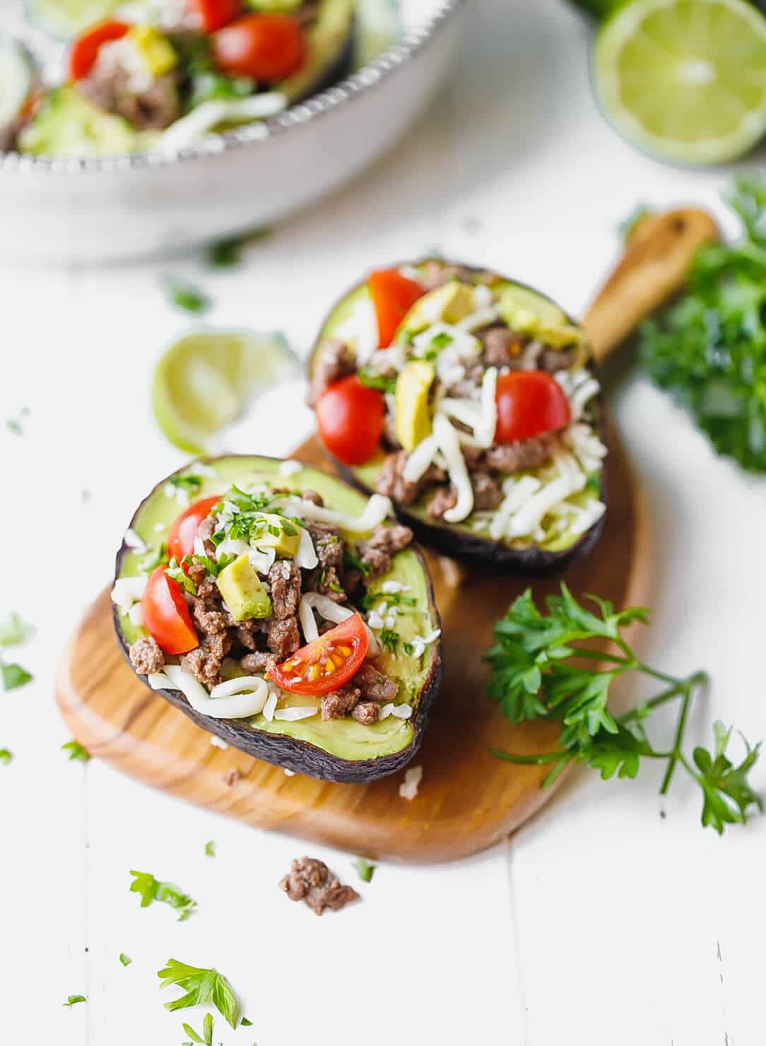 Taco Stuffed Avocado {Keto, Low-Carb}