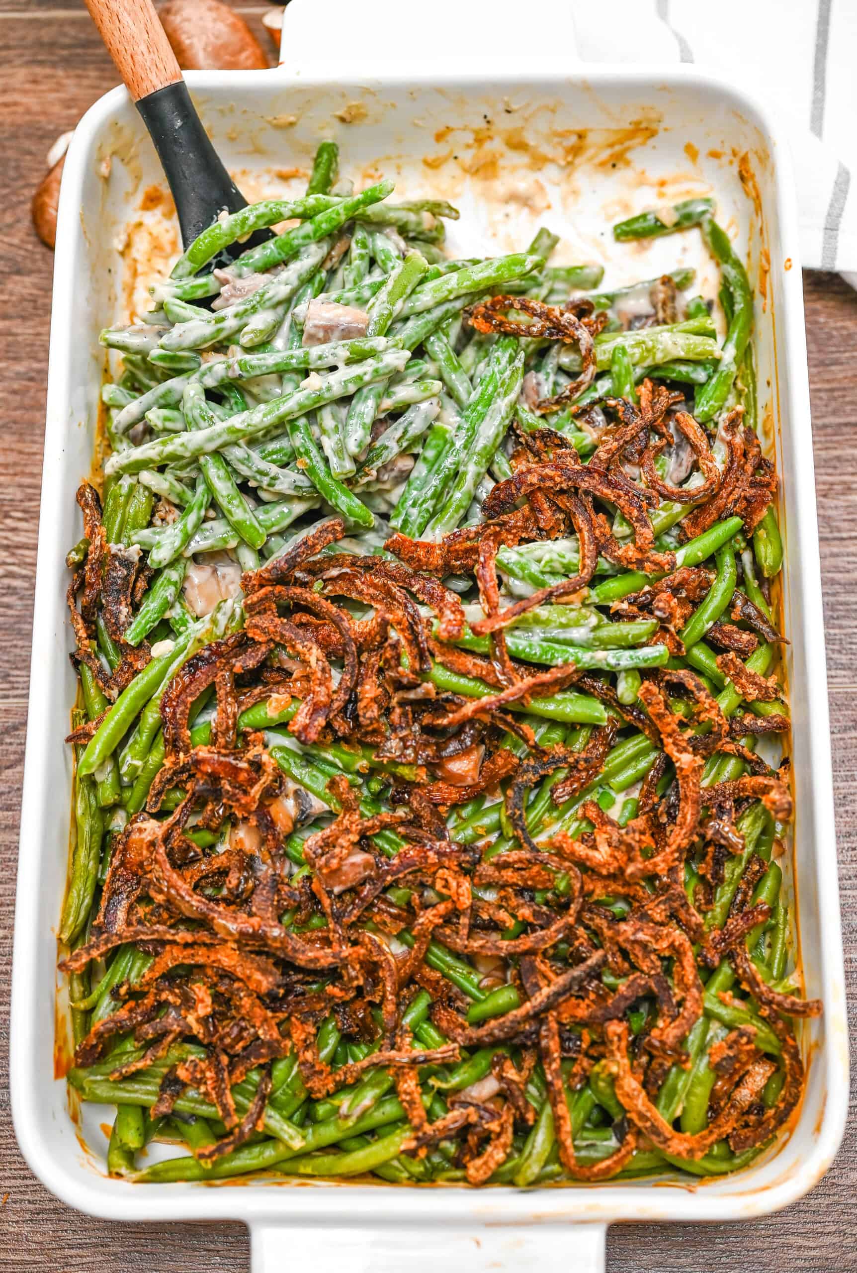 Easy Green Bean Casserole {NO MUSHROOM SOUP}