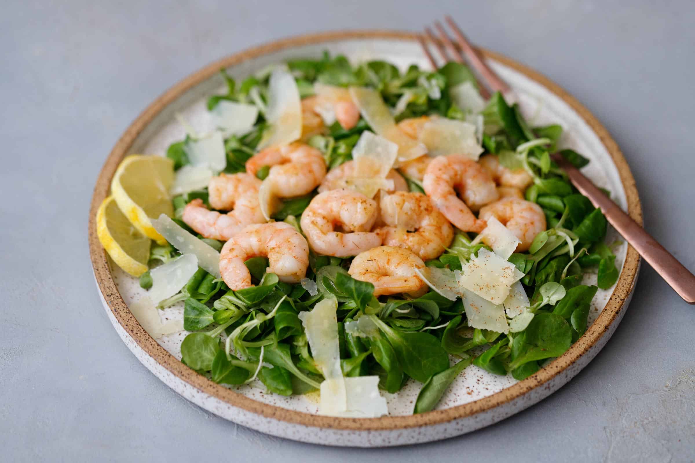 Lamb’s Lettuce Shrimp Salad With Lemon Vinaigrette