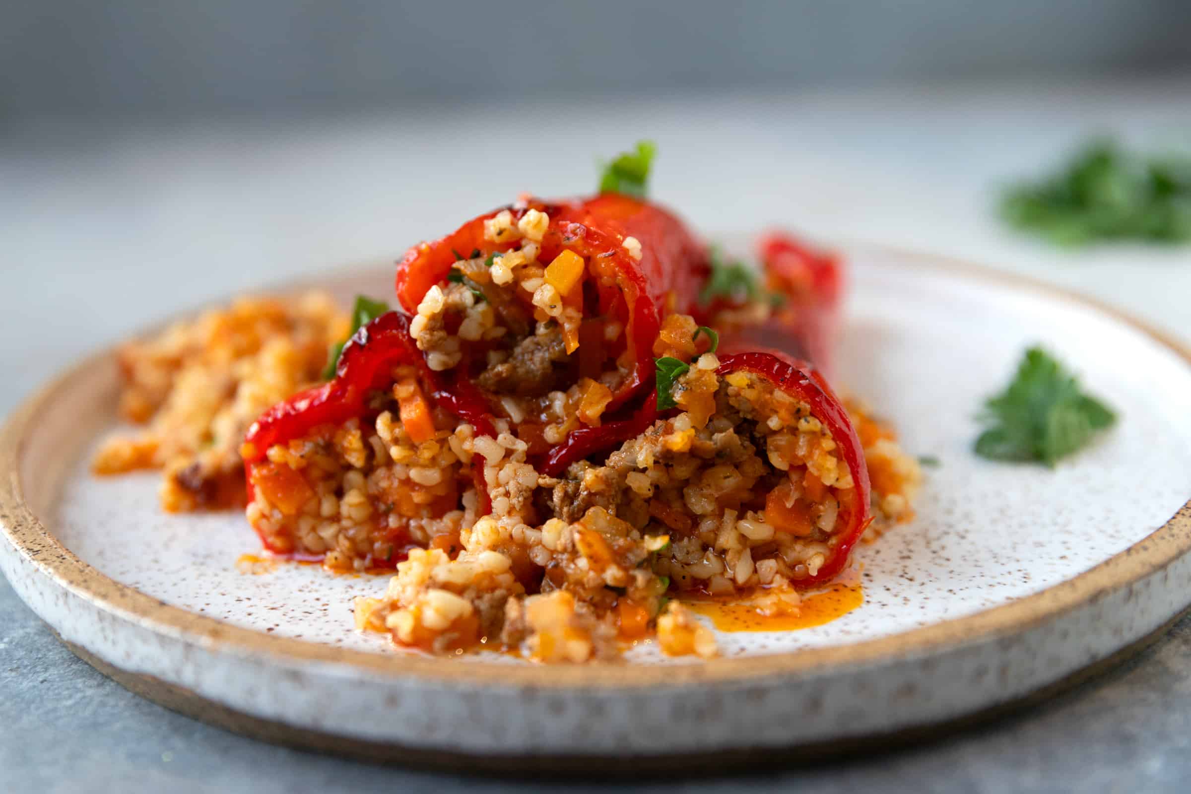 Bulgur Wheat Stuffed Red Peppers