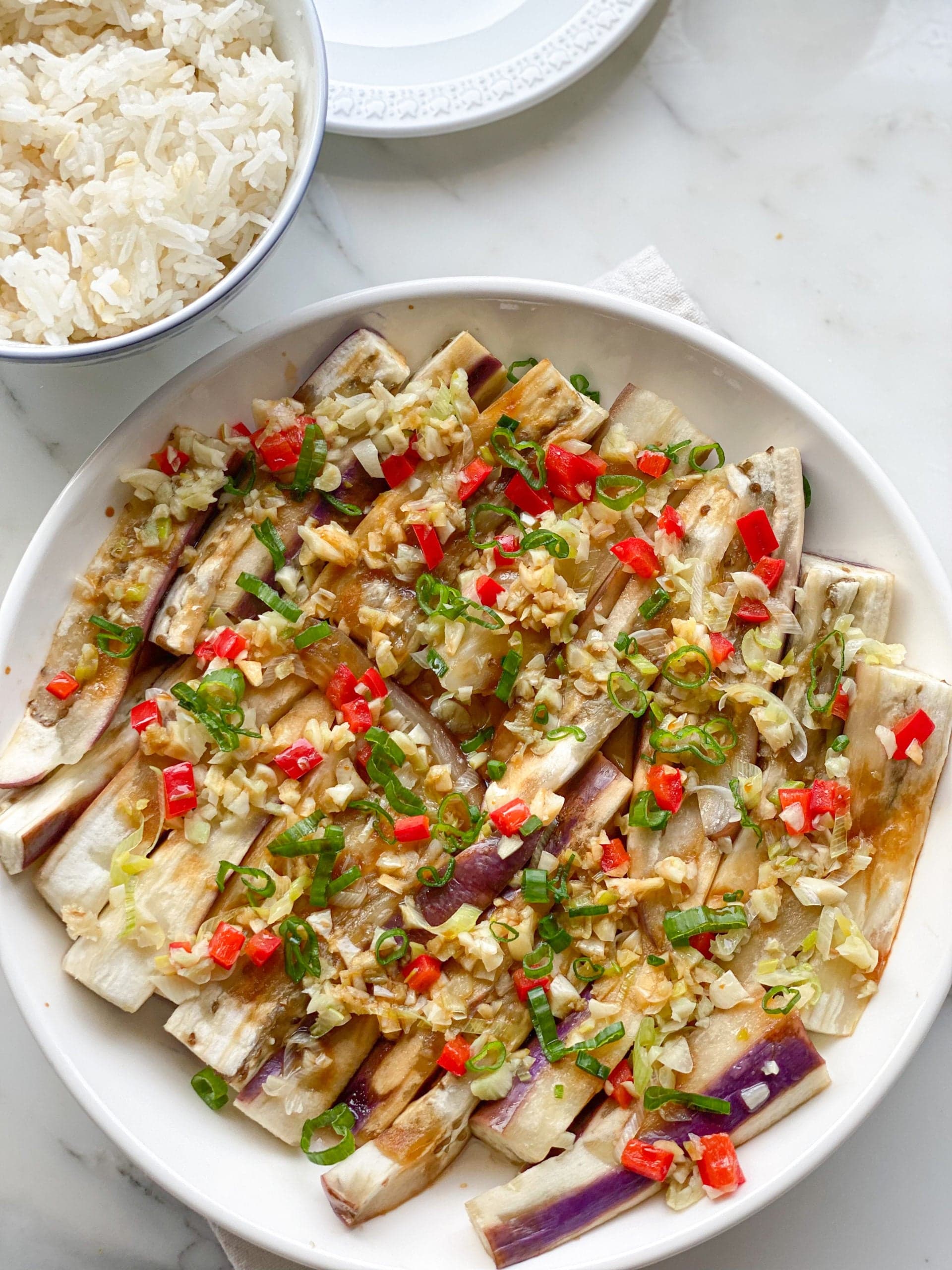 Steamed Chinese Eggplant with Garlic