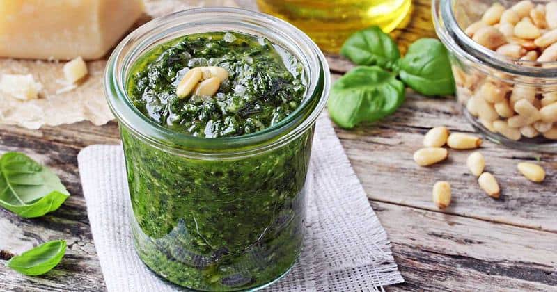 Classic Homemade Basil Pesto with Vegetable Oil