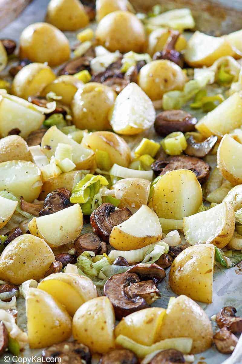 Roasted Leeks and Potatoes with Mushrooms