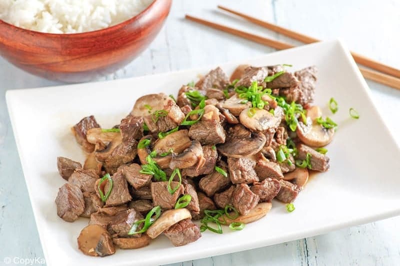 Copycat Benihana Hibachi Steak and Mushrooms