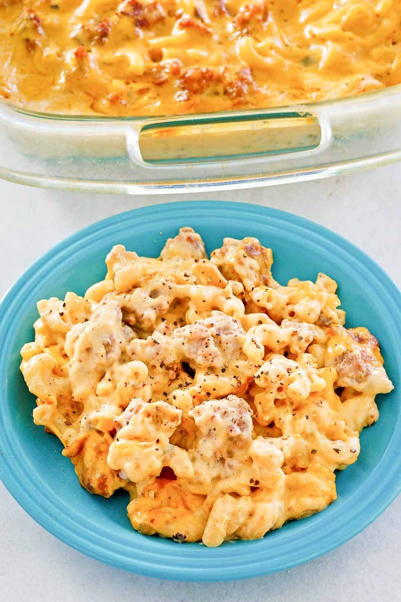 Cheesy Sausage Mac and Cheese Casserole - Easy Weeknight Dinner