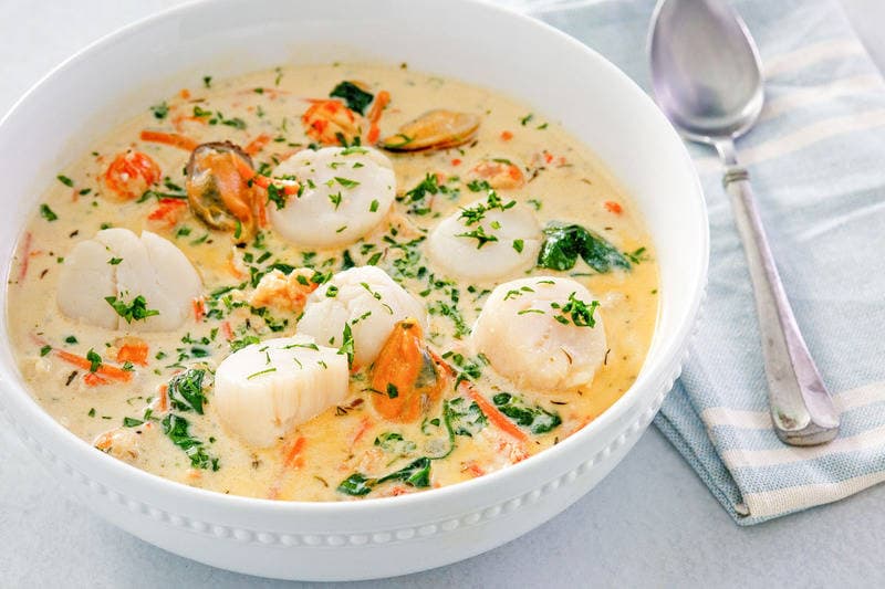 Creamy Seafood Bisque with Lobster and Shrimp