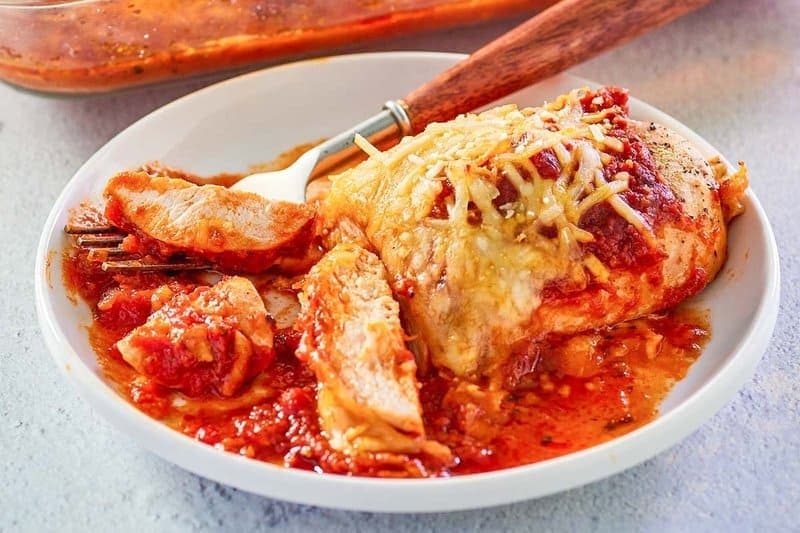 Baked Chicken Parmesan Easy Recipe (No Breading)