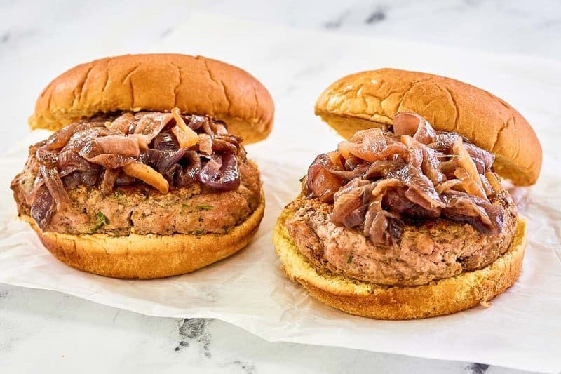 Turkey Burgers with Caramelized Red Onions