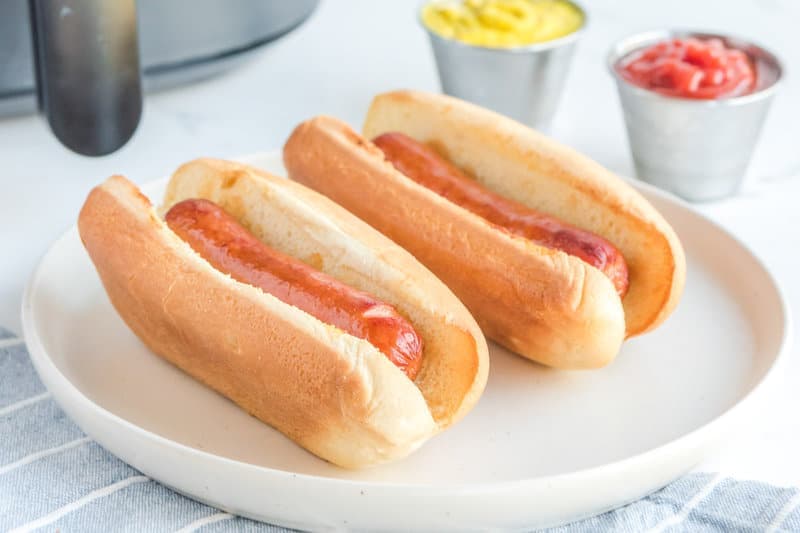 Air Fryer Hot Dogs and Toasted Buns