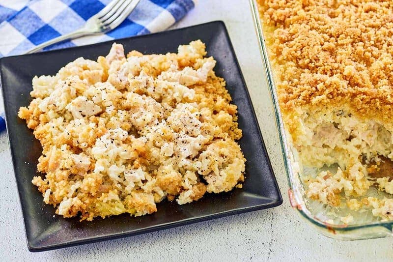 Creamy Ritz Cracker Chicken and Rice Casserole