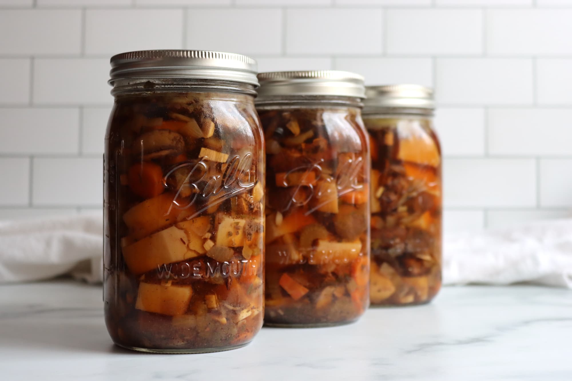 Canning Beef Stew with Mushrooms