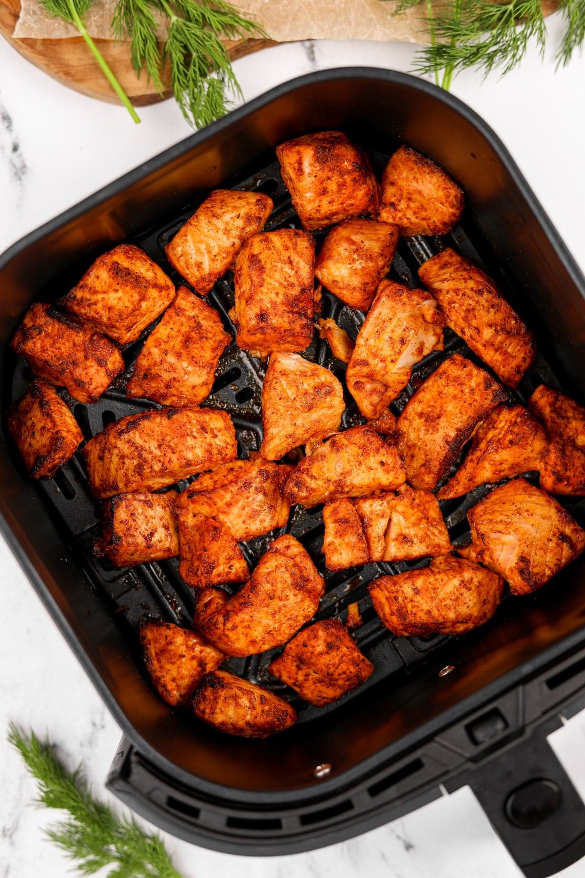 Air Fryer Salmon Bites with Creamy Dill Sauce