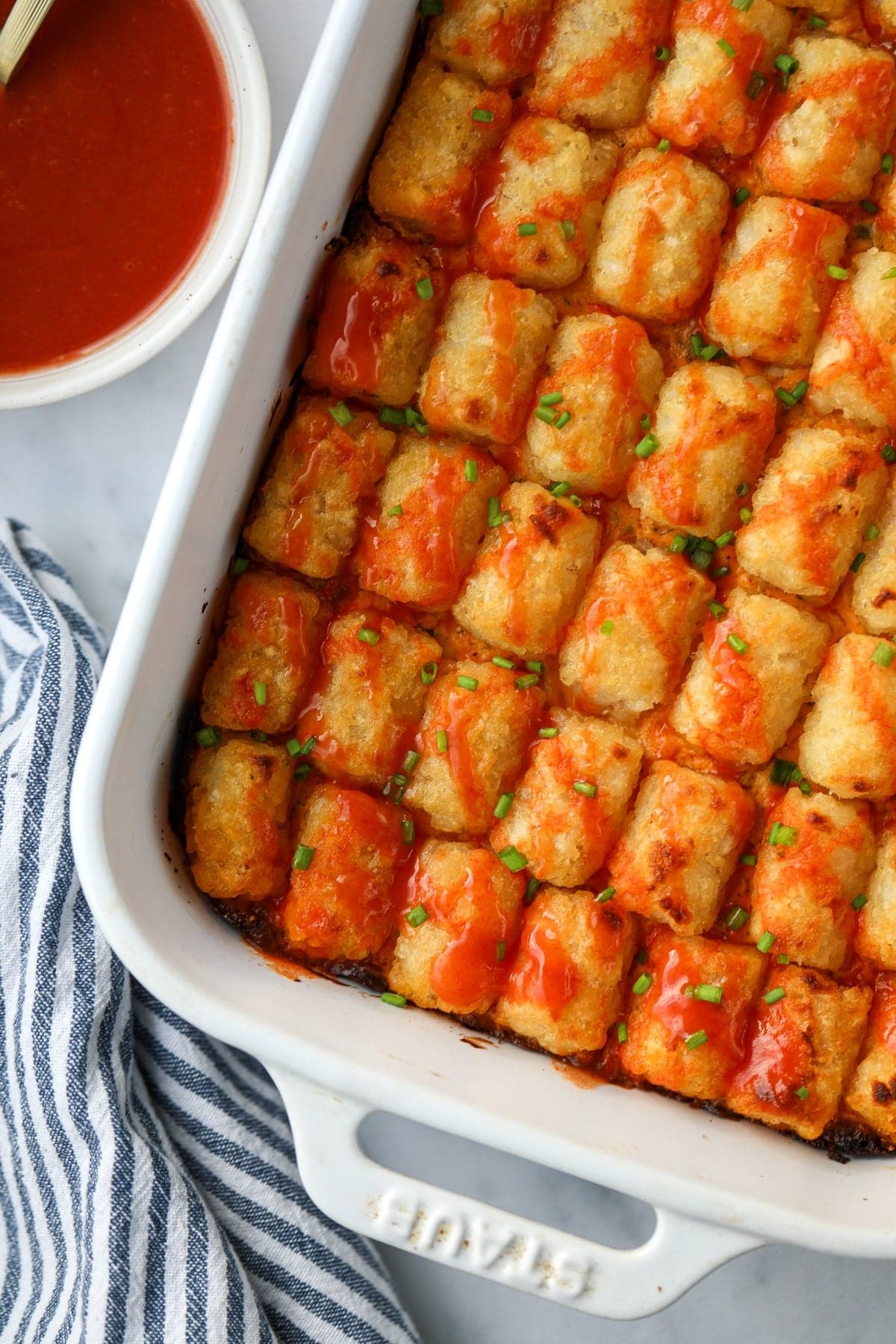 Buffalo Chicken Tater Tot Casserole