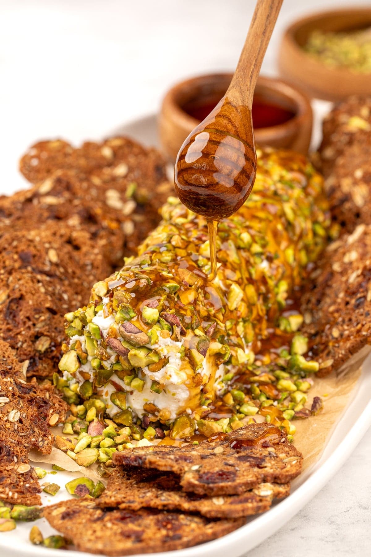 Pistachio and Hot Honey Goat Cheese Log