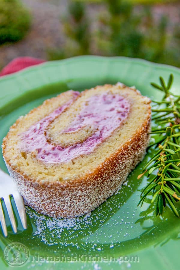 Biskvit Raspberry Roulade (Roulette) Cake - Рулет