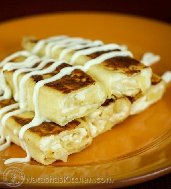 Nalesniki with Cheese and Pineapple (налесники)