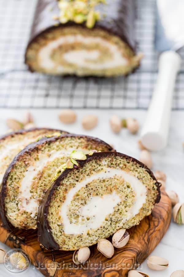 Poppy Seed Cake Roll with Chocolate Ganache
