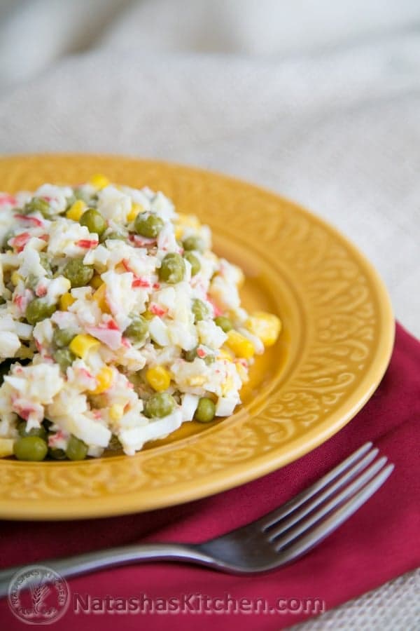 Russian Style Crab Salad Recipe - Крабовый Салат