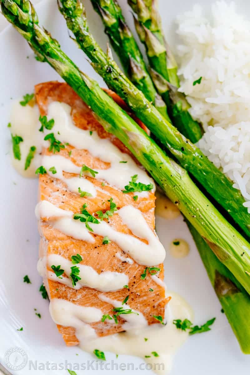 Oven Baked Salmon with Lemon Cream Sauce