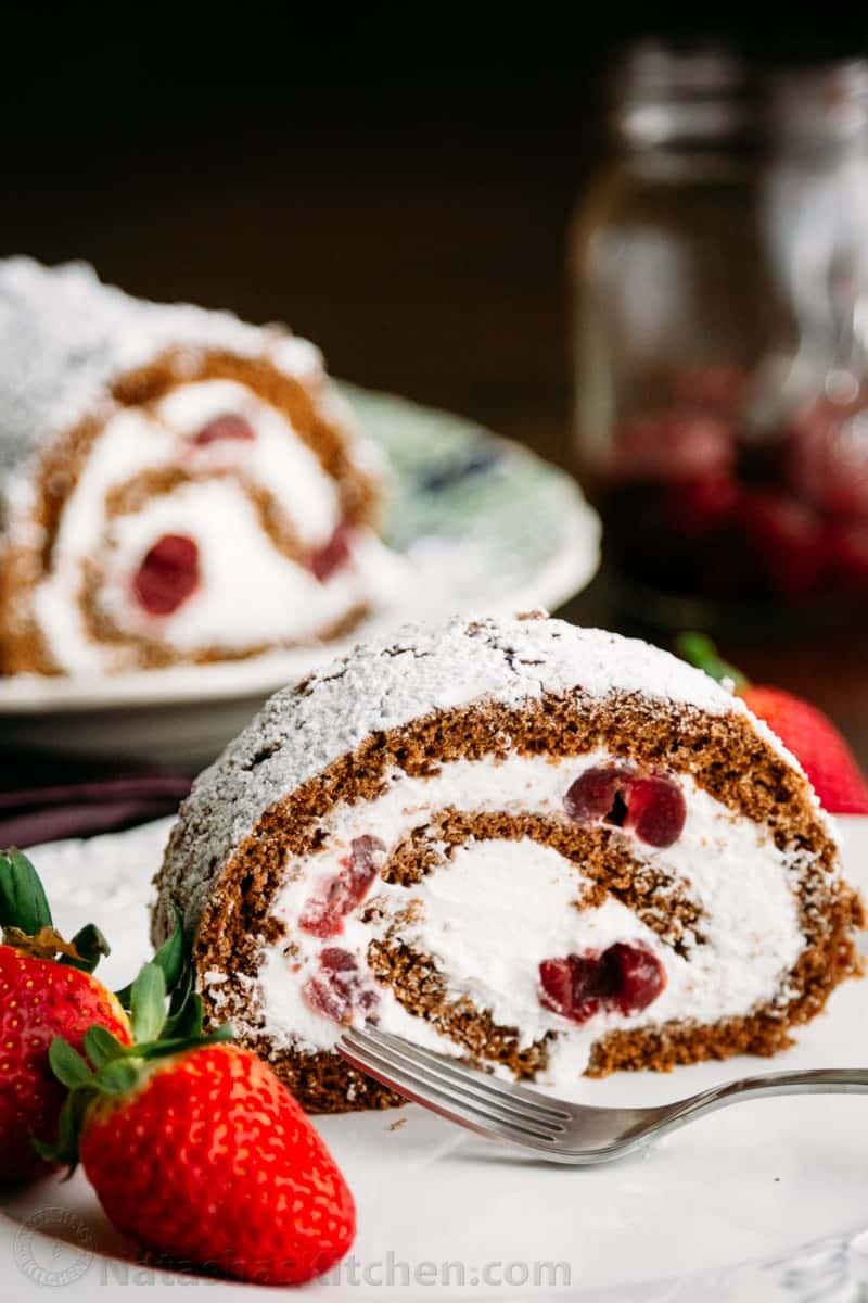 Chocolate Cherry Roll with Rum Cream ~ A Video Recipe