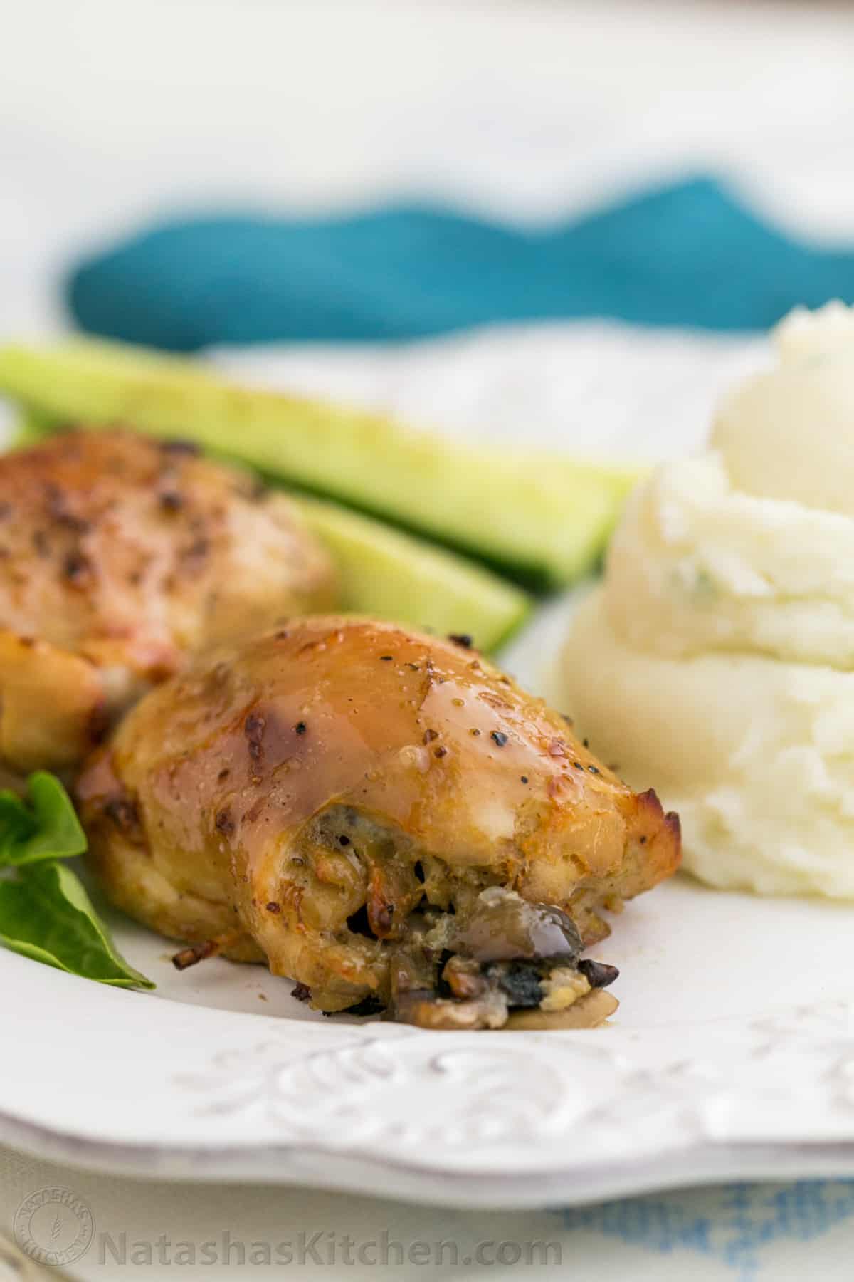 Baked Mushroom Stuffed Chicken Thighs