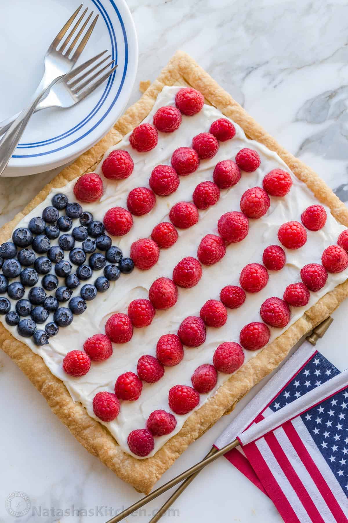 Berry Puff Pastry Tart (Patriotic Dessert)