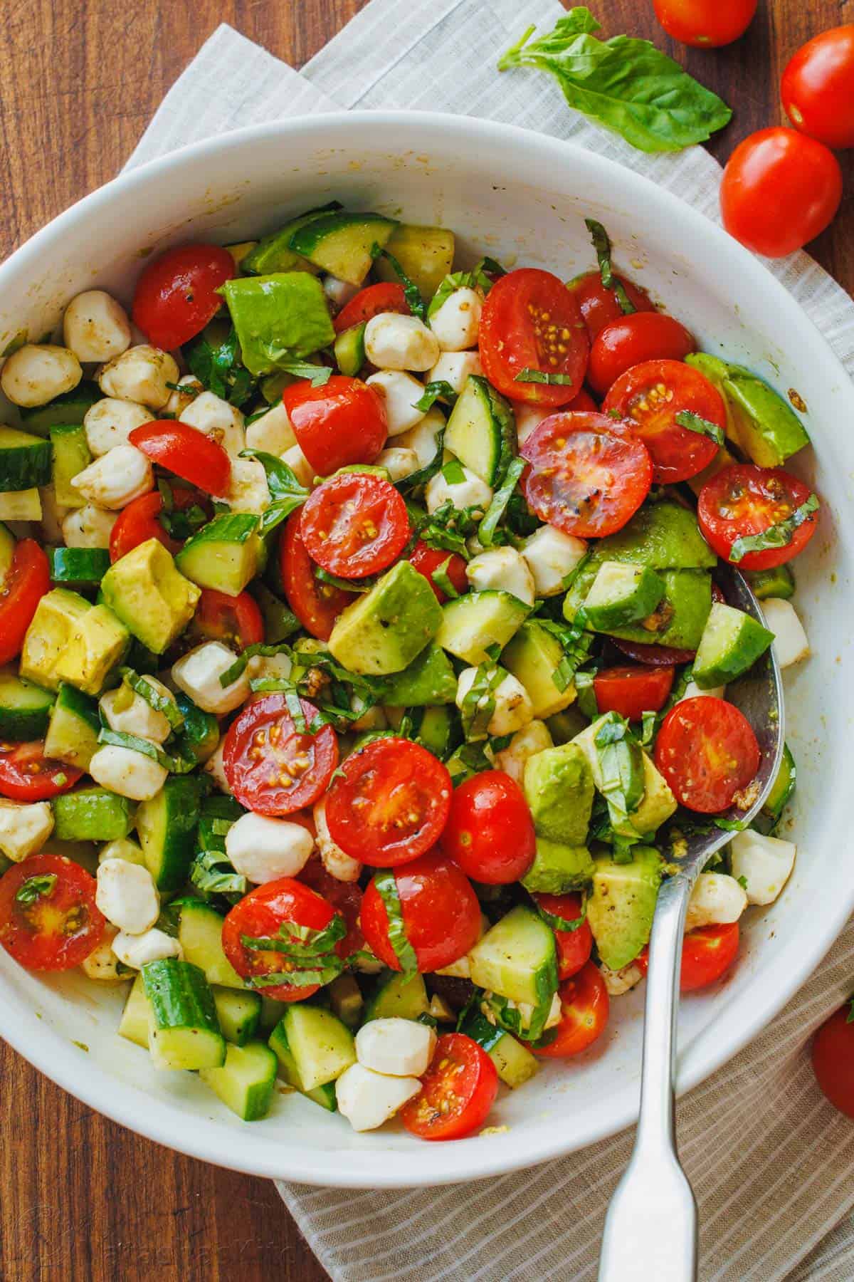 Tomato Cucumber Mozzarella Salad (VIDEO)
