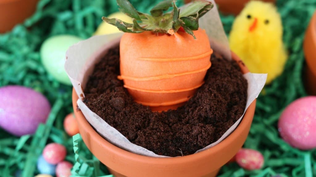 Chocolate Mousse Pots with Strawberry Carrots