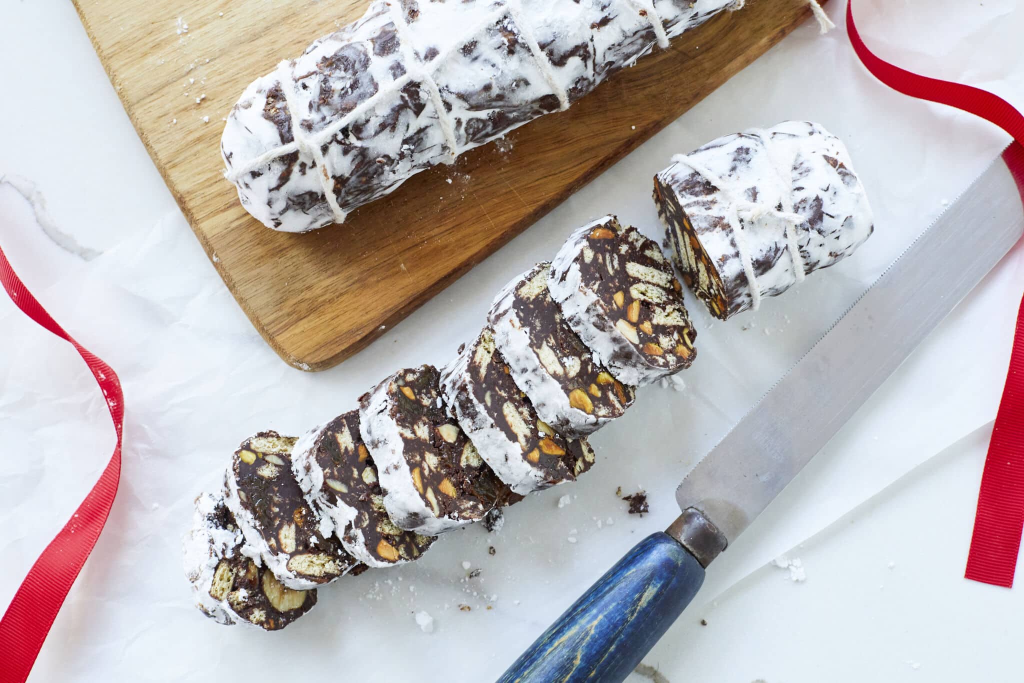Italian Chocolate Biscuit Cake (Chocolate Salami)