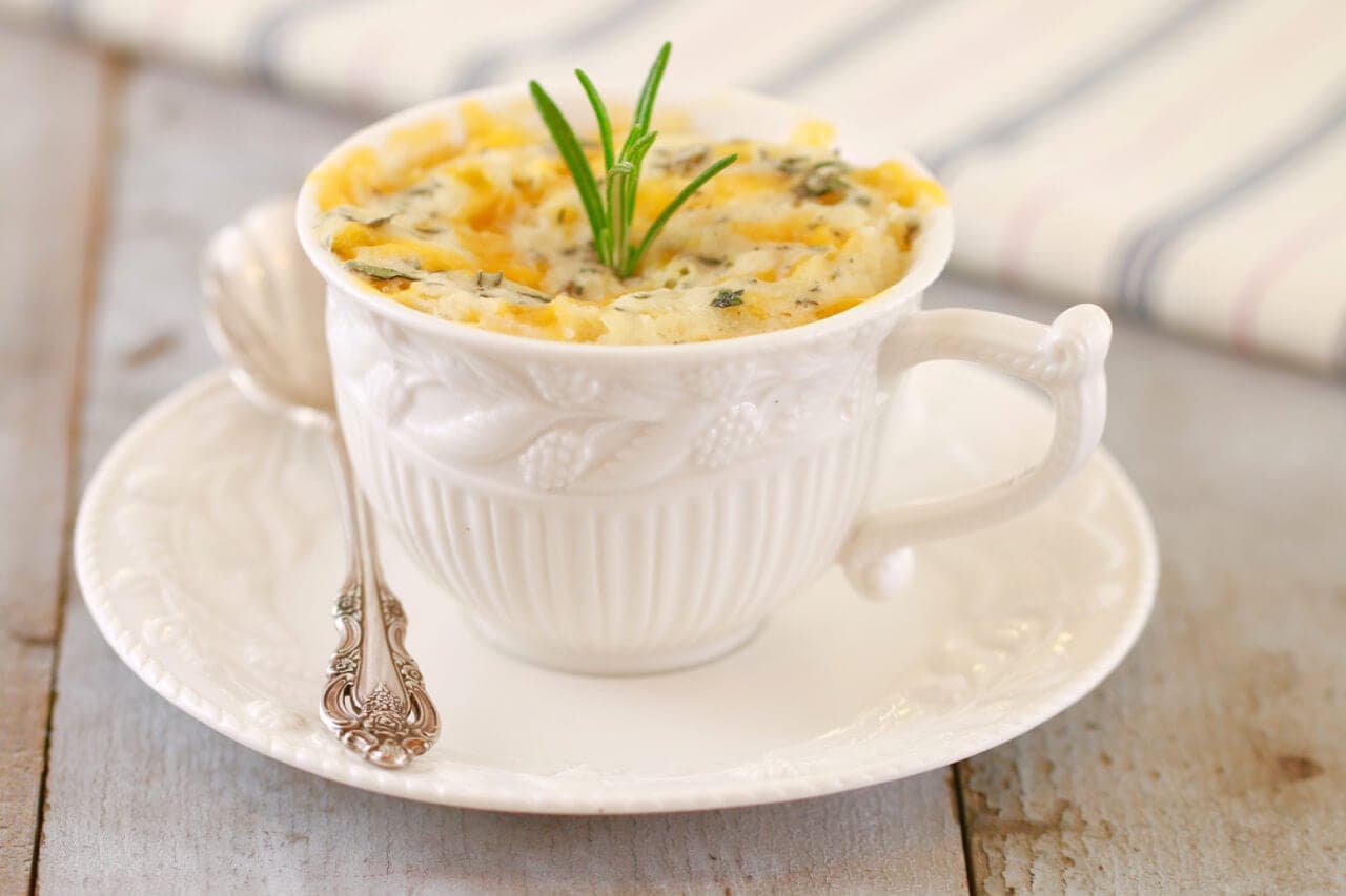 Microwave Cheddar and Herb Biscuit in a Mug