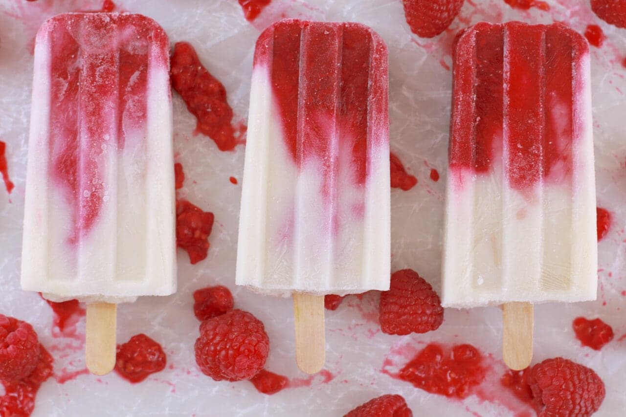 Raspberry & Coconut Popsicles