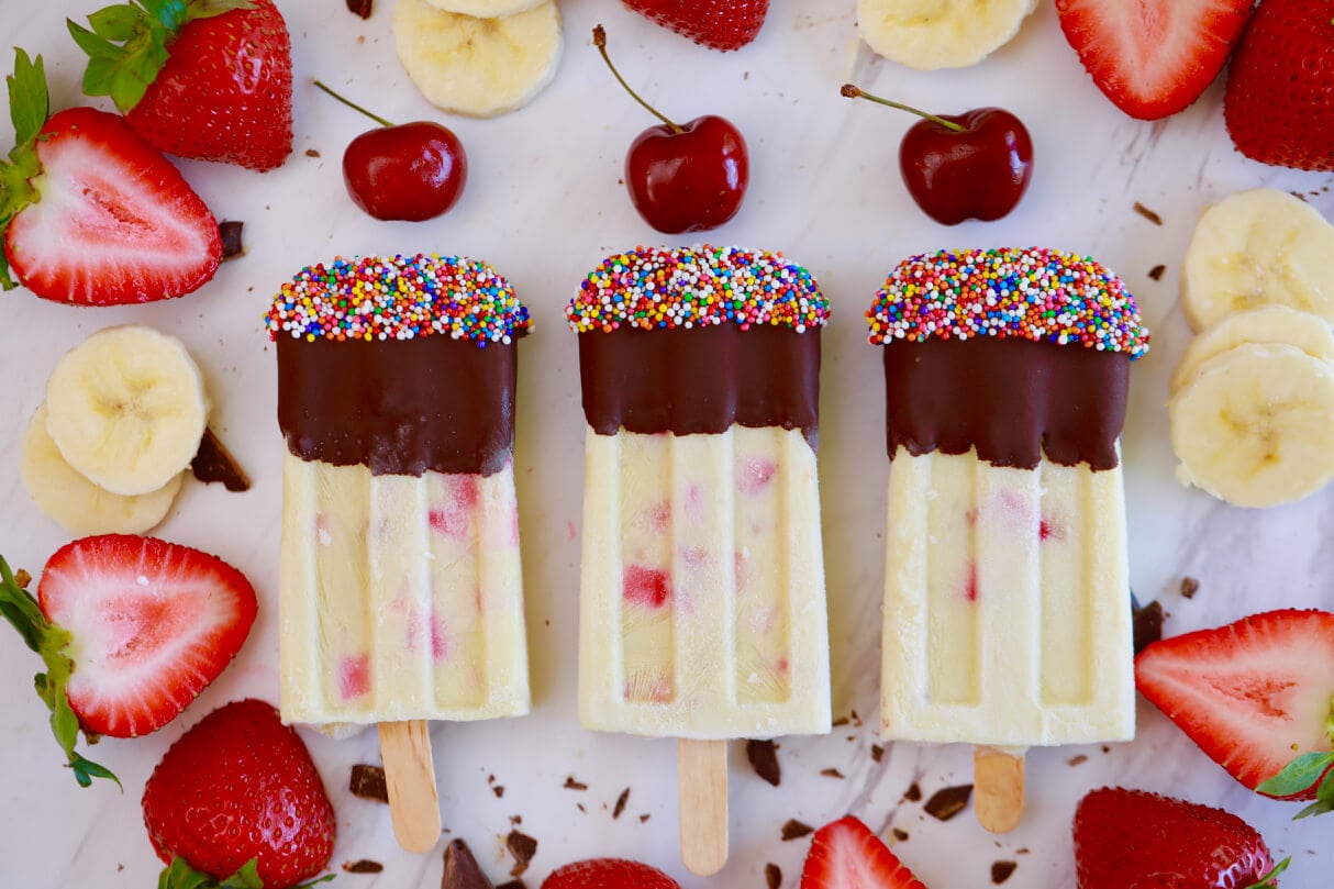Banana Split Popsicles Recipe