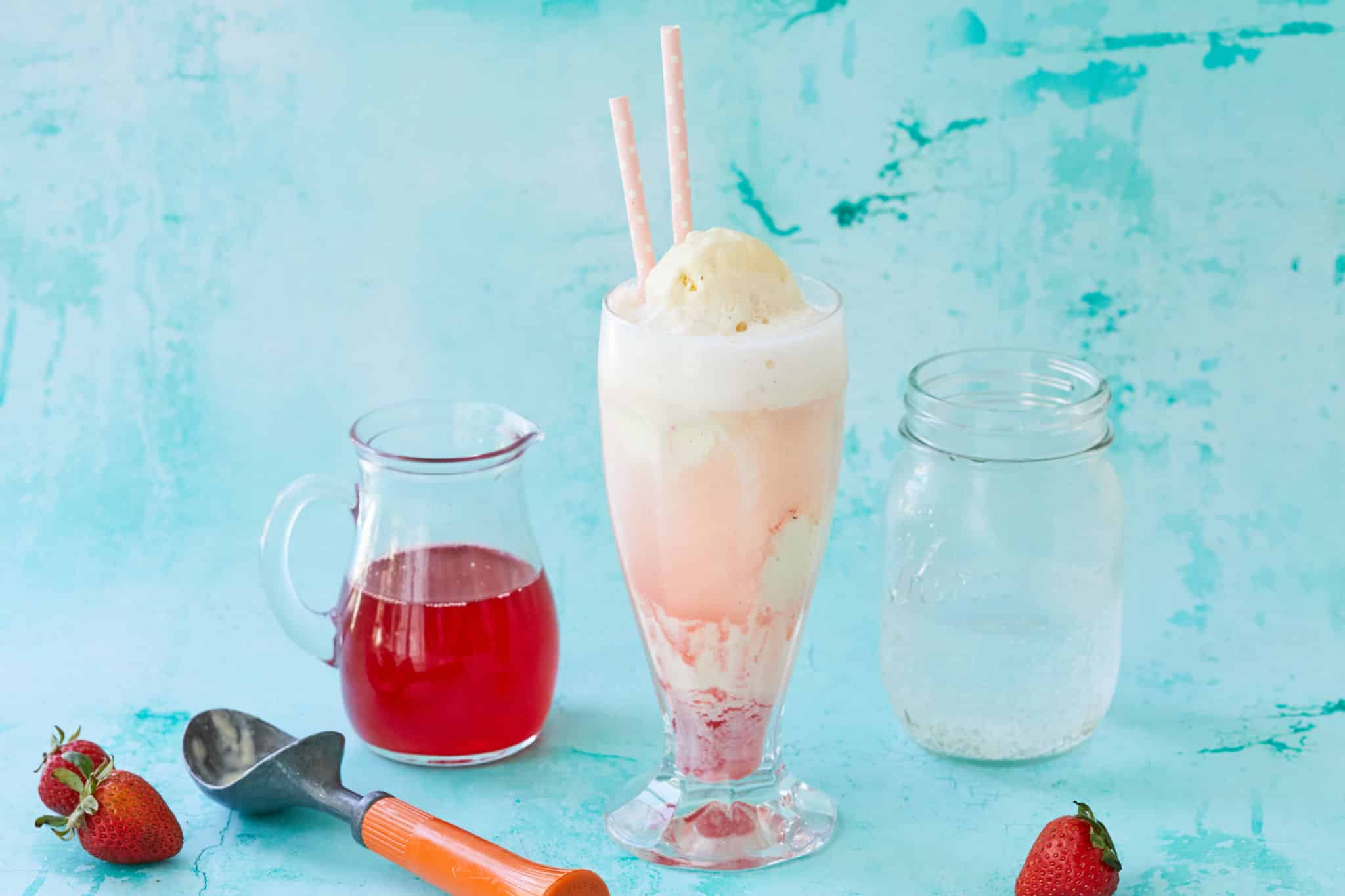Strawberry Soda Ice Cream Float Recipe