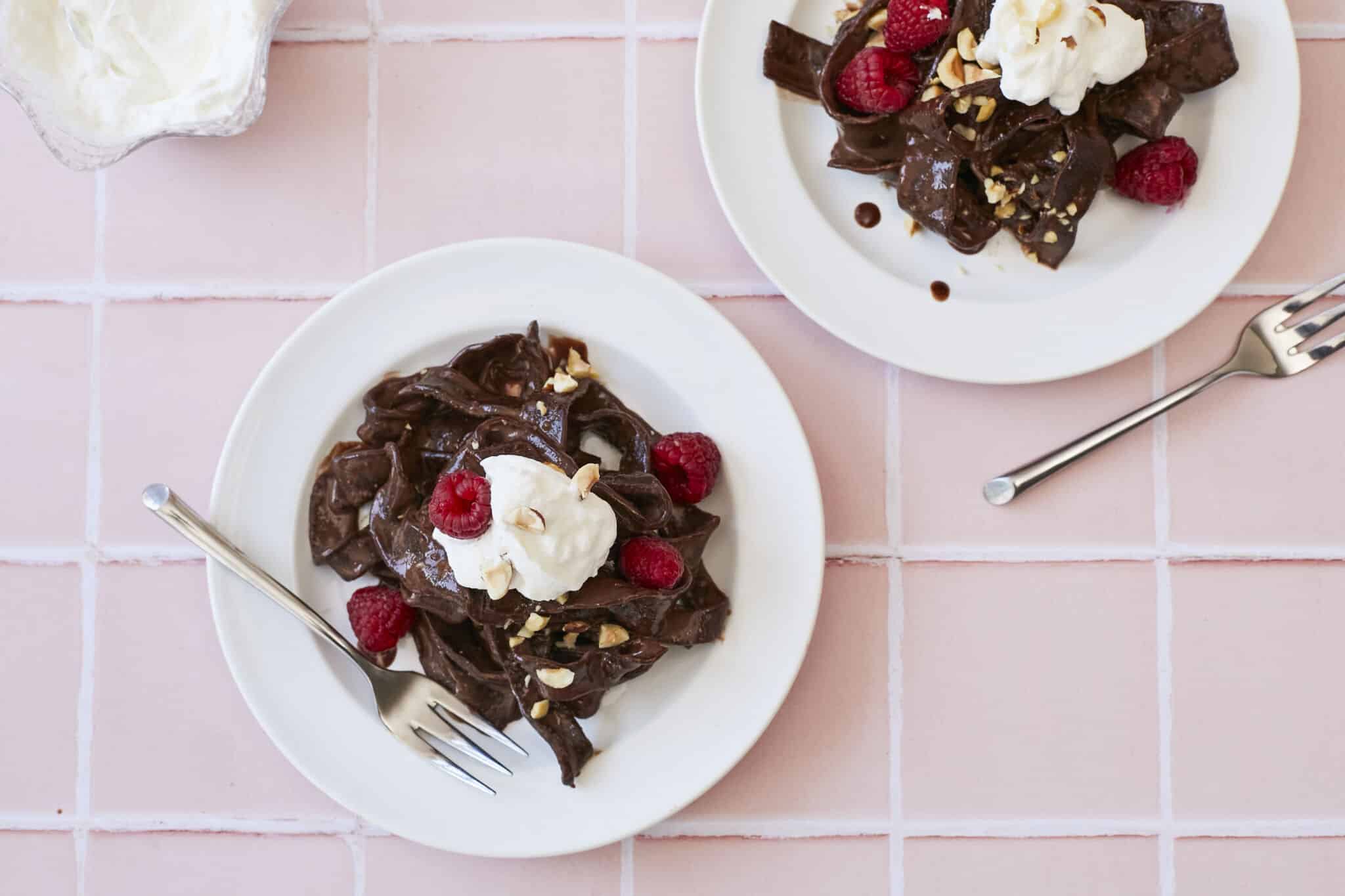 Chocolate Pasta With Chocolate Hazelnut Sauce