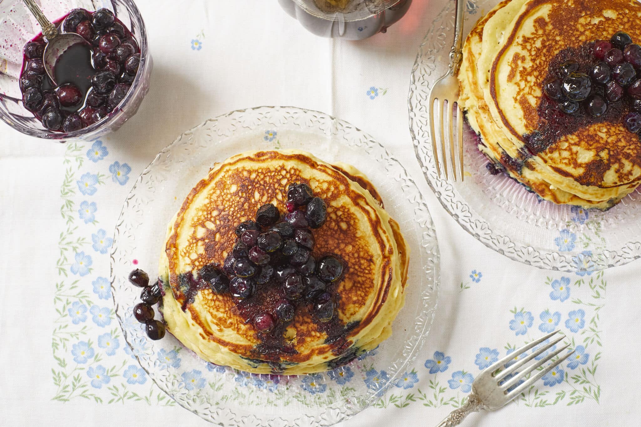 Lemon Ricotta Pancakes Recipe with Macerated Blueberries