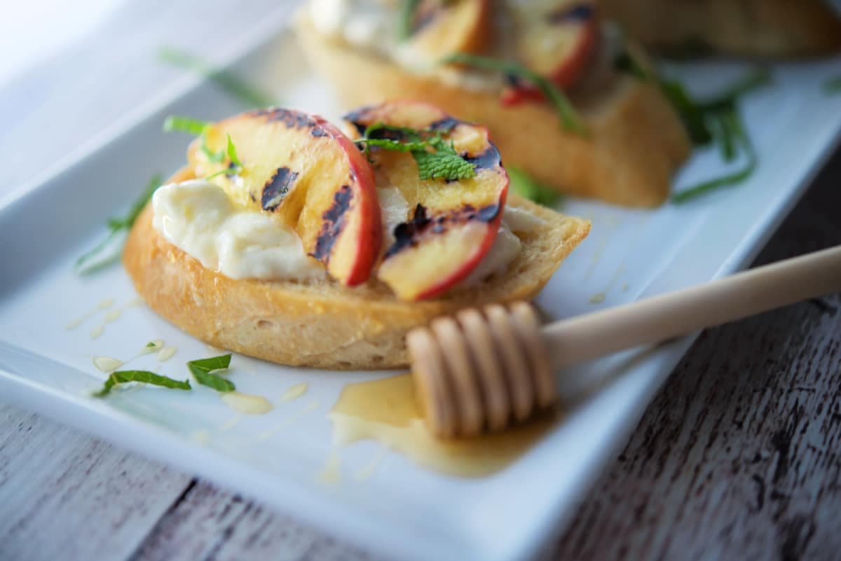 Grilled Peach Crostini