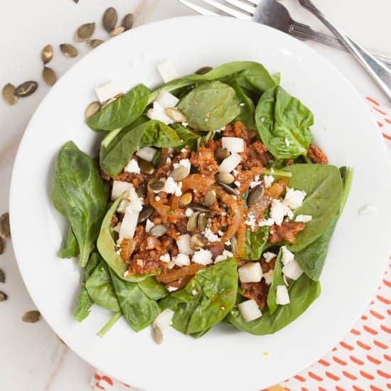 Warm Chorizo Spinach Salad