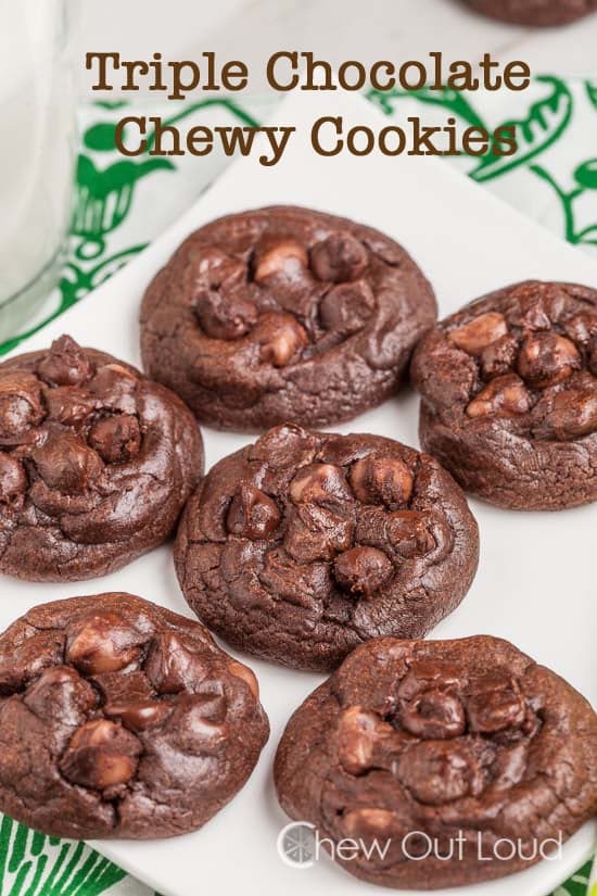 Thick and Chewy Triple Chocolate Cookies