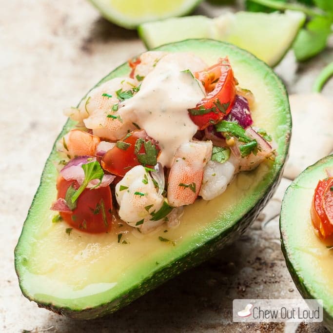 Stuffed Avocado Shrimp Salad (Peruvian Palta Rellena)