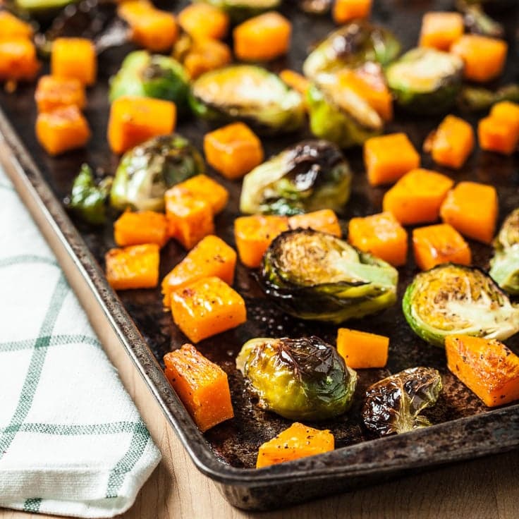 Roasted Brussels Sprouts and Butternut Squash