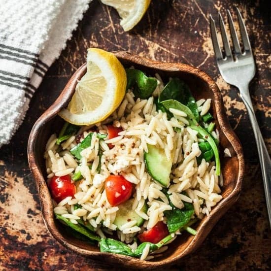 20-Minute Lemon Spinach Orzo Salad