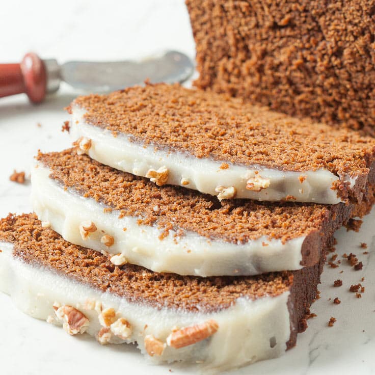 Moist Gingerbread Loaf with Cream Cheese Frosting