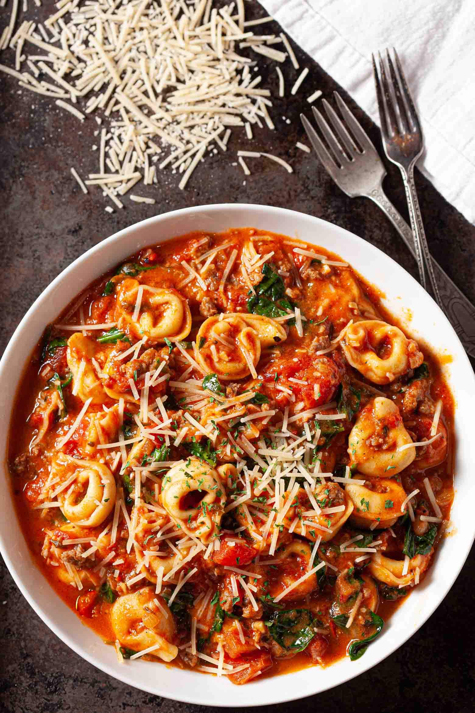 30-Minute Tortellini with Sausage and Spinach