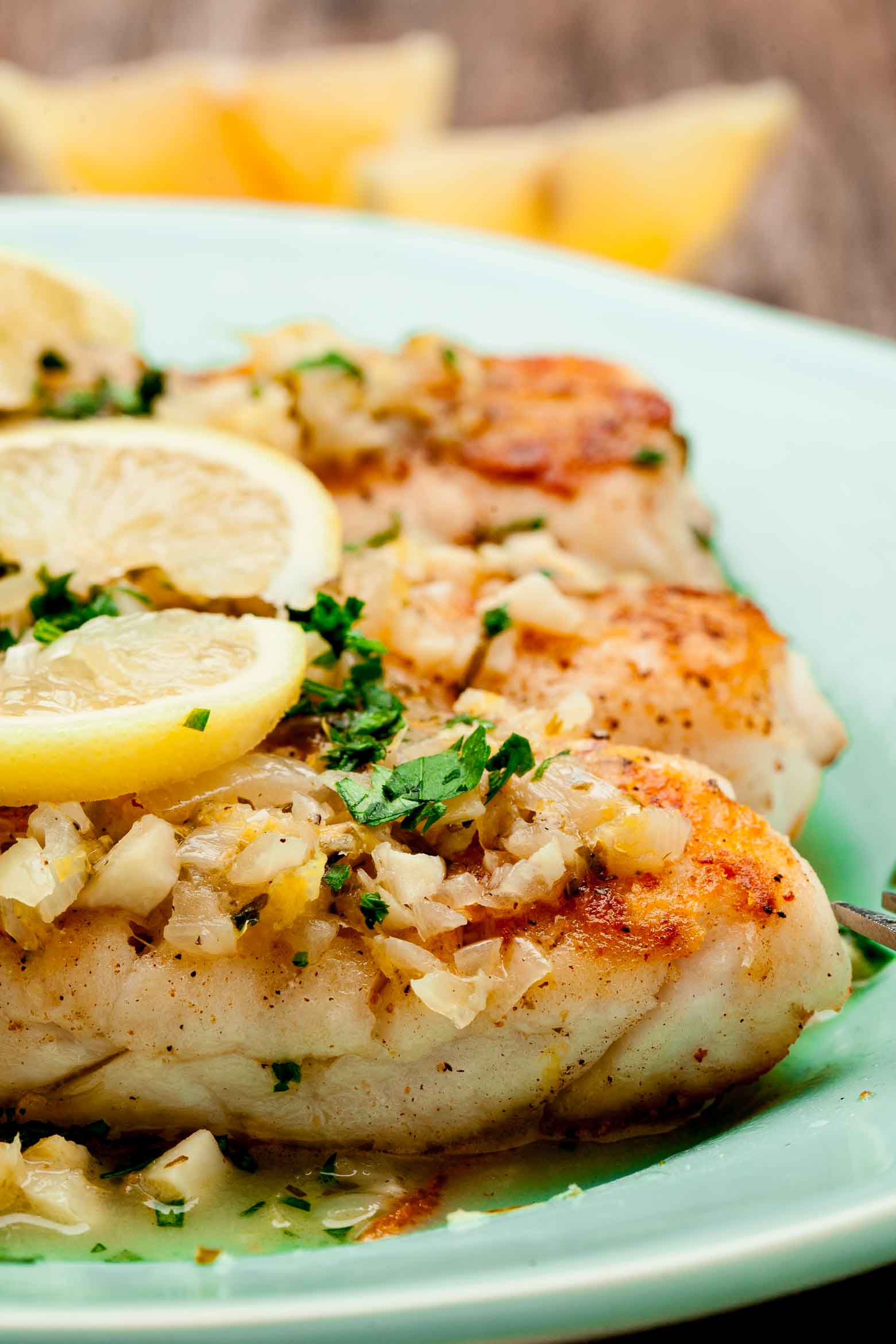 White Fish with Lemon Butter Sauce
